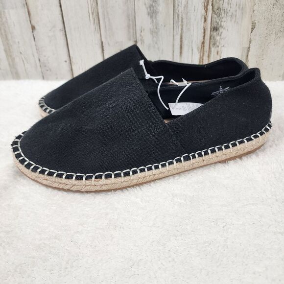 Old Navy Black Linen Espadrille Flats Size 9 - Picture 2 of 7